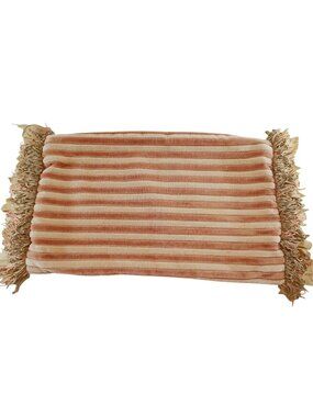 Victorian Style Pillow Cover Striped Fringe Cottage Home Decor Estate Sale Find
